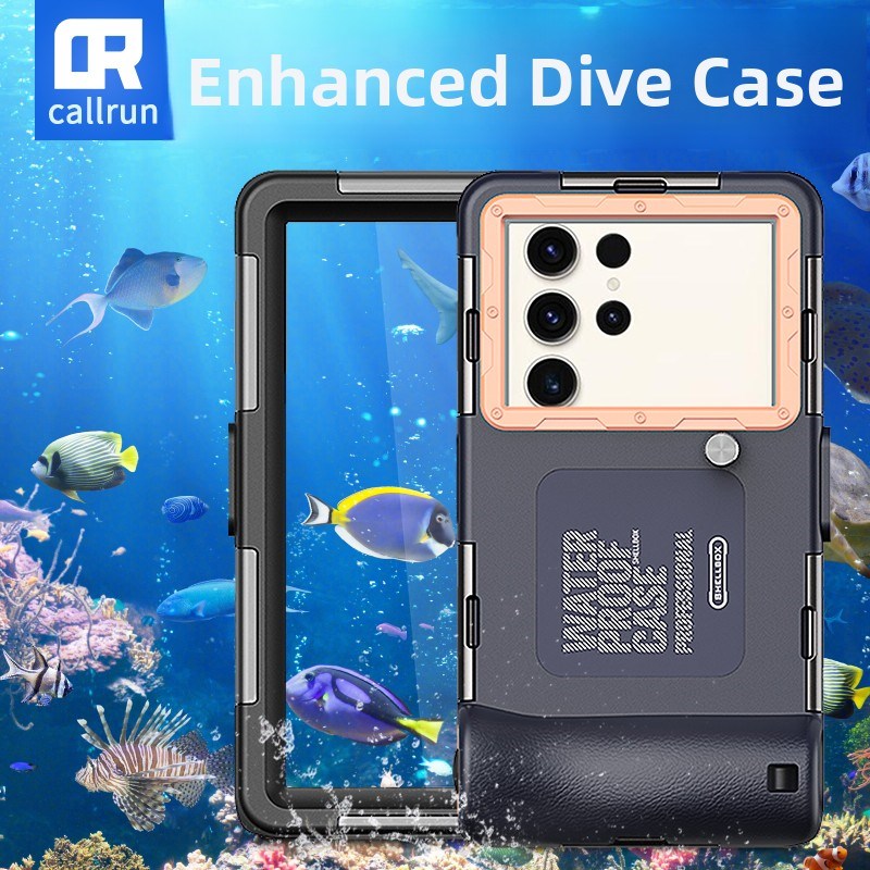 Callrun防水手机壳金属扣适用于三星S23U全包密封潜水盖游泳水下