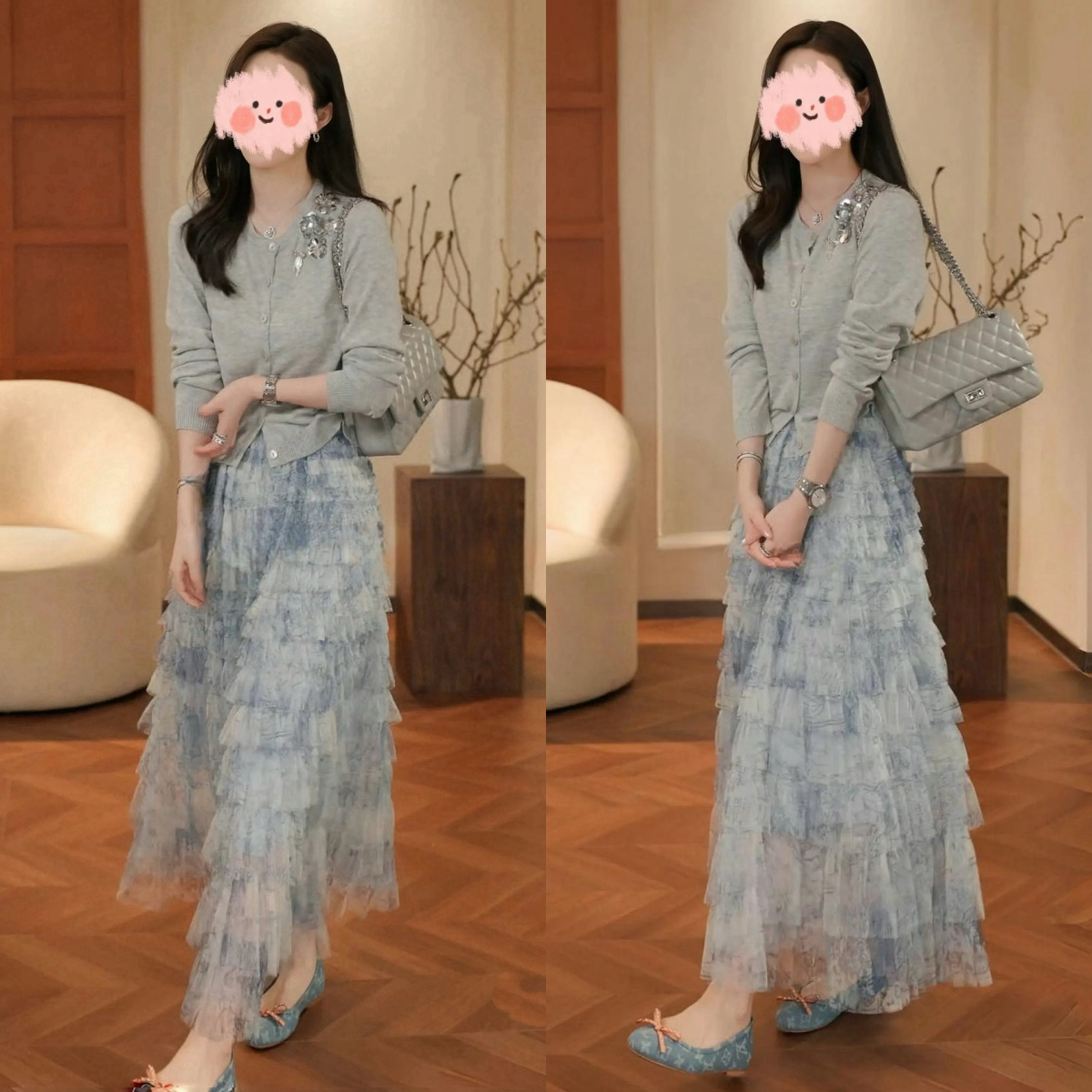 法式轻奢气质扎染网纱蛋糕半身裙女春夏2026爆款高腰显瘦蓬蓬长裙