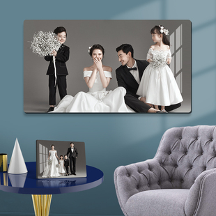 大韩水晶全家福定制洗照片做成相框放大挂墙制作相片精修照片摆台