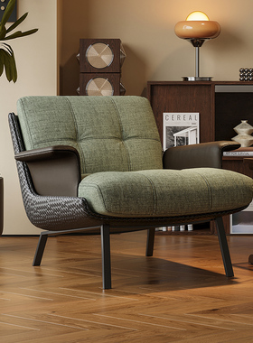 意式极简单人沙发椅设计师Daiki扶手椅客厅中古风懒人休闲沙发椅