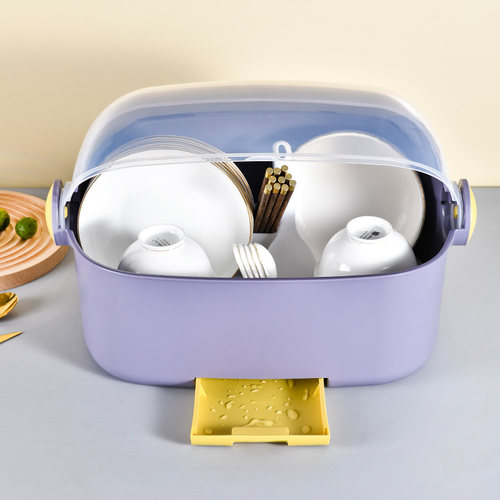 放碗筷餐盘收纳盒沥水收纳架家用厨房碗柜装碗餐具放碗带盖收纳箱