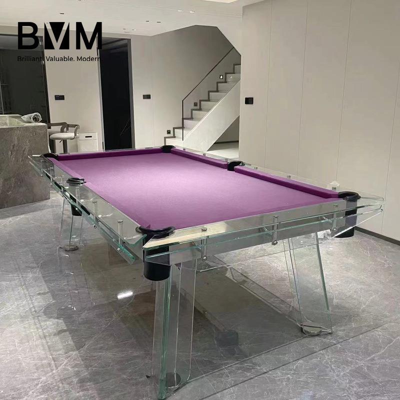 莱特玻璃台球桌水晶玻璃家用台球桌透明玻璃亚克力美式黑八