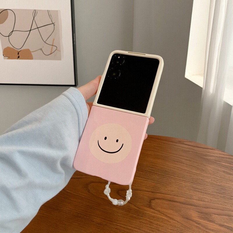 适用小米mix2手机壳PuraX华为Pocket2折叠壳OPPO FindN3摩托罗拉razr60手链三星Zflip7保护套5拼色撞色笑脸