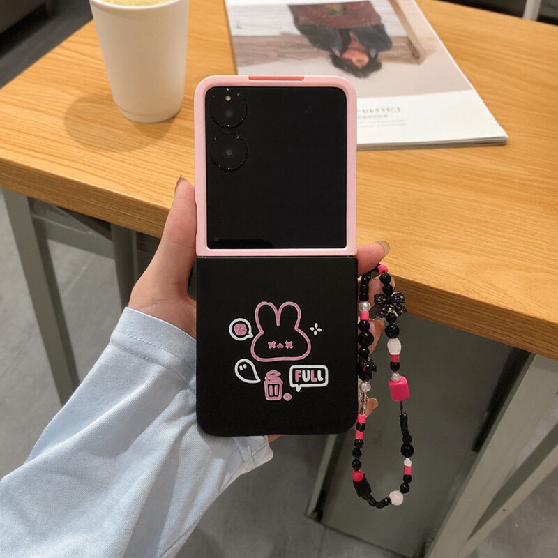 适用小米mix2手机壳华为PuraX折叠壳Pocket2摩托罗拉razr60新款三星Zflip7拼色5线条兔子OPPO FindN3保护套N2