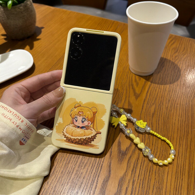 适用小米mix2手机壳PuraX华为Pocket折叠壳OPPOFindN3摩托罗拉razr60新款手链三星Zflip7保护套5撞色榴莲少女