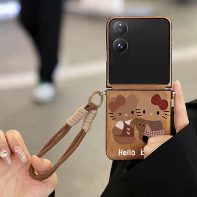 适用于小米mixflip2手机壳保护套mix flip外壳新款折叠屏全包防摔女斜挎带挂绳中轴秋冬毛绒卡通凯蒂猫高级感