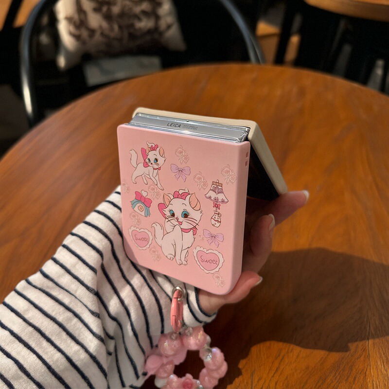 适用小米mix2手机壳PuraX华为Pocket2折叠壳OPPO FindN3摩托罗拉razr60新款女三星Zflip7保护套5拼色白色小猫