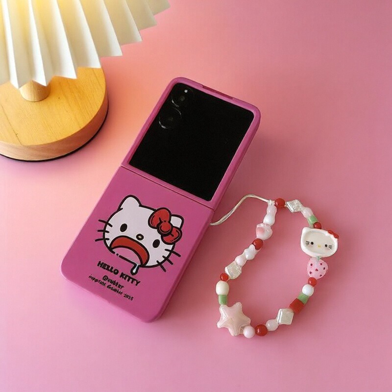 适用华为P50Pocket手机壳PuraX小米mix2小折叠OPPO FindN3摩托罗拉razr60新款三星Zflip7保护套5玫红馋嘴凯蒂