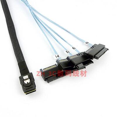 全新Mini SAS线SFF8087转29P 4SAS 8482 SATA 1拖4带15P SATA电源