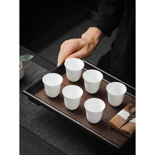 小茶杯德华陶瓷茶杯满40ml功夫茶具家用中国白德华陶瓷高端茶杯