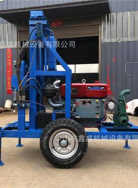 22马力水井钻机民用轮胎式液压打井机100米风冷散热吃水机厂家