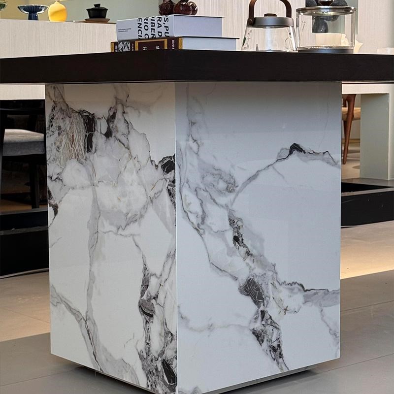 新中式茶桌202j5新款高端岩板茶台办公室茶室胡桃木家用实木泡茶