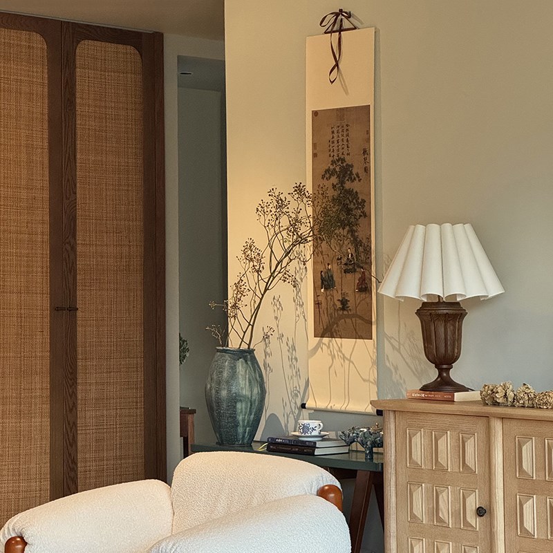 听琴图 中式卷j轴装饰画艺术国画书房客厅玄关走廊宋代美学挂画