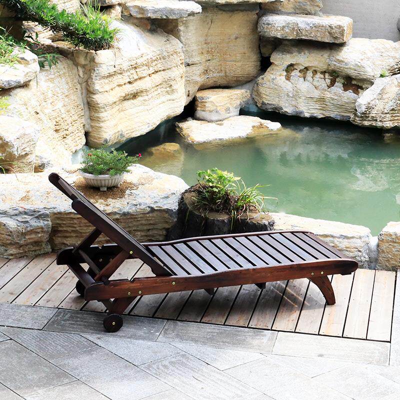碳化防腐实木海边沙滩椅休闲折叠阳台椅子躺椅午休睡椅家居靠背椅