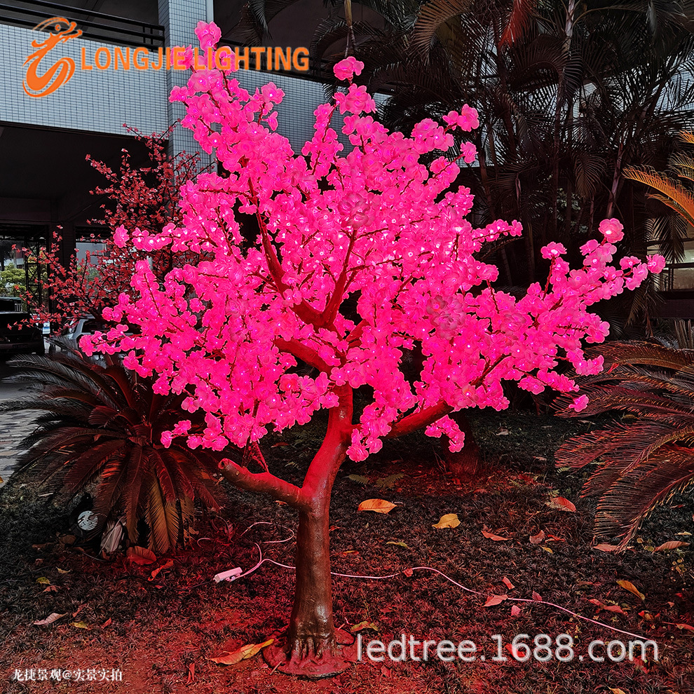 2268灯高2.5米 仿真LED布花树灯 仿真桃花造型树 桃花樱花树灯