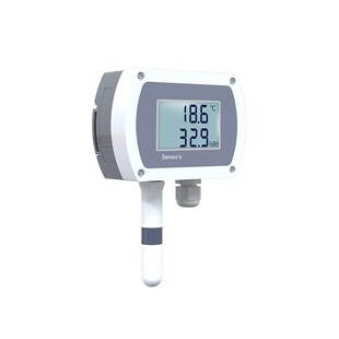 温湿度传感器壁挂轨道安装 420ma温湿度计记录 带显示变送器4E85