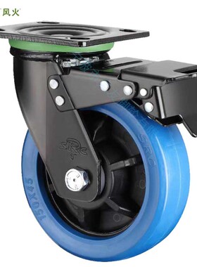 向荣SRC风火脚轮重型4/5/6/8英寸蓝色天然橡胶ERT静音万向刹车单
