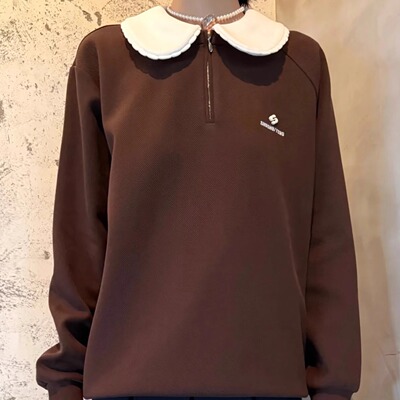 法式复古娃娃领简约通勤长袖卫衣