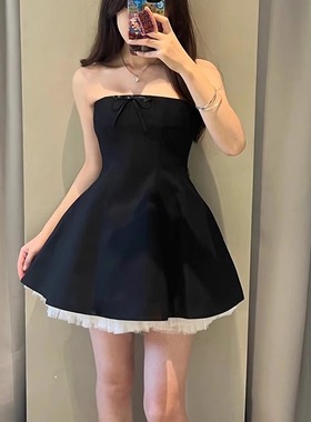 ICEYY shushut设计感两件套网纱拼接抹胸裙修身显瘦蓬蓬连衣裙女