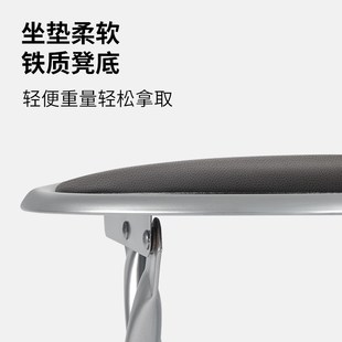 不锈钢圆凳子家用l可折叠收纳椅子加厚便携成人高椅子耐用防滑承