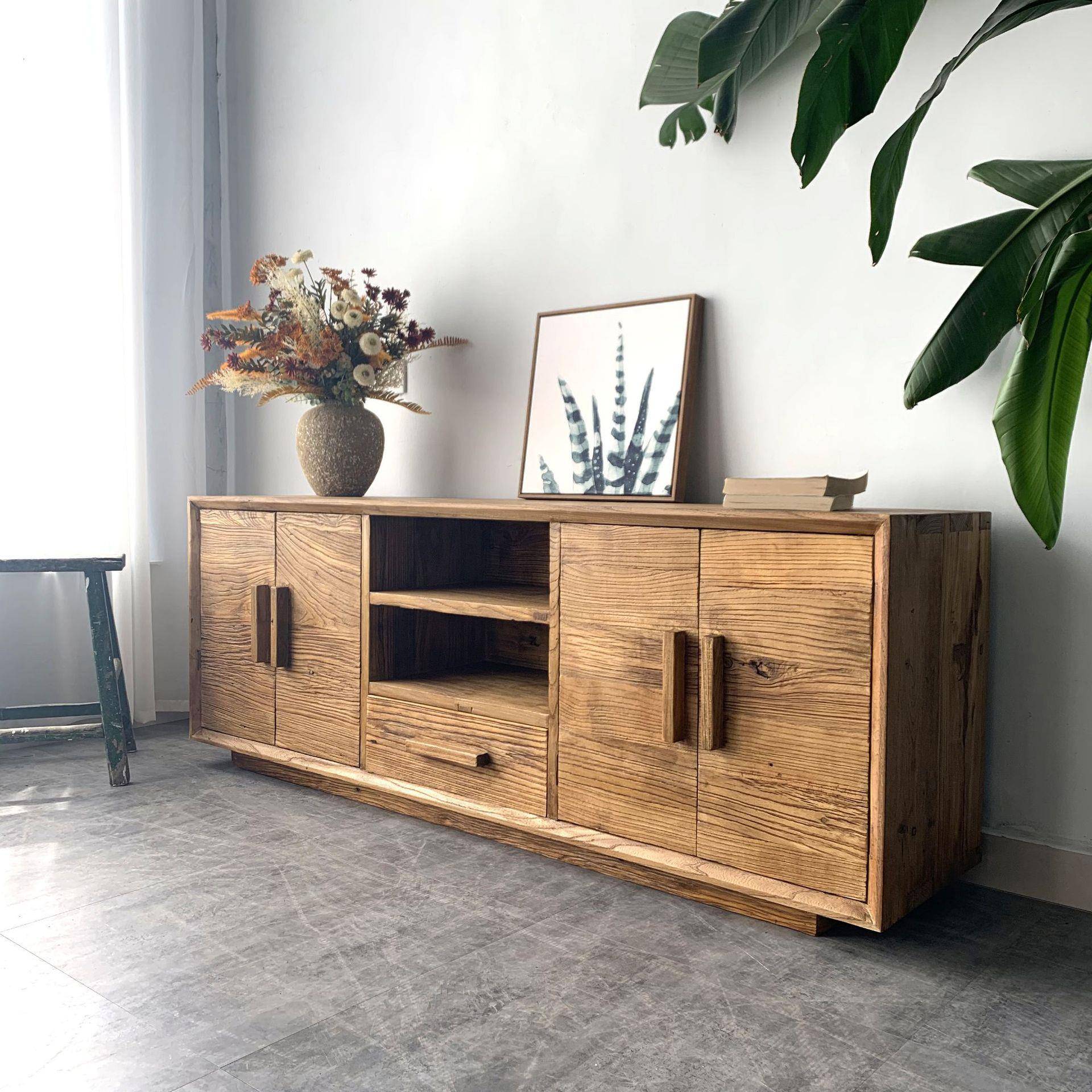 老榆木柜子储物柜中式客厅实木收纳柜玄关柜靠墙置物柜橱厨柜家具