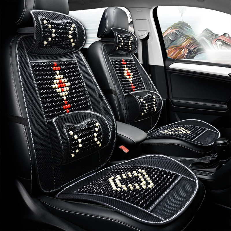 新款夏季木珠透气凉垫汽车用护腰垫腰靠背货车凉席坐垫座椅垫通风