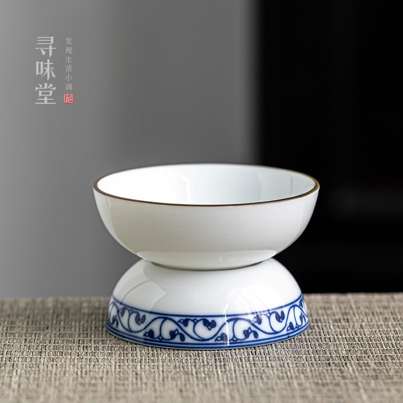 青花瓷如意茶滤网茶漏茶渣过滤器家用中式陶瓷泡茶功夫茶具配件