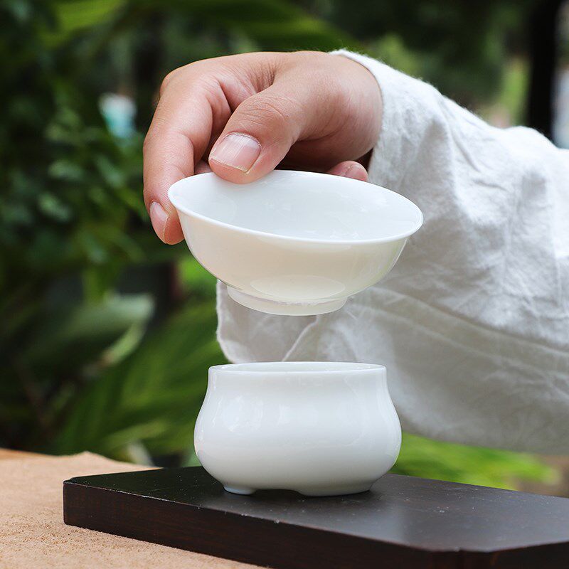 羊脂玉瓷茶漏茶叶过滤器泡茶滤茶滤网茶隔茶器漏斗过滤组茶道零配