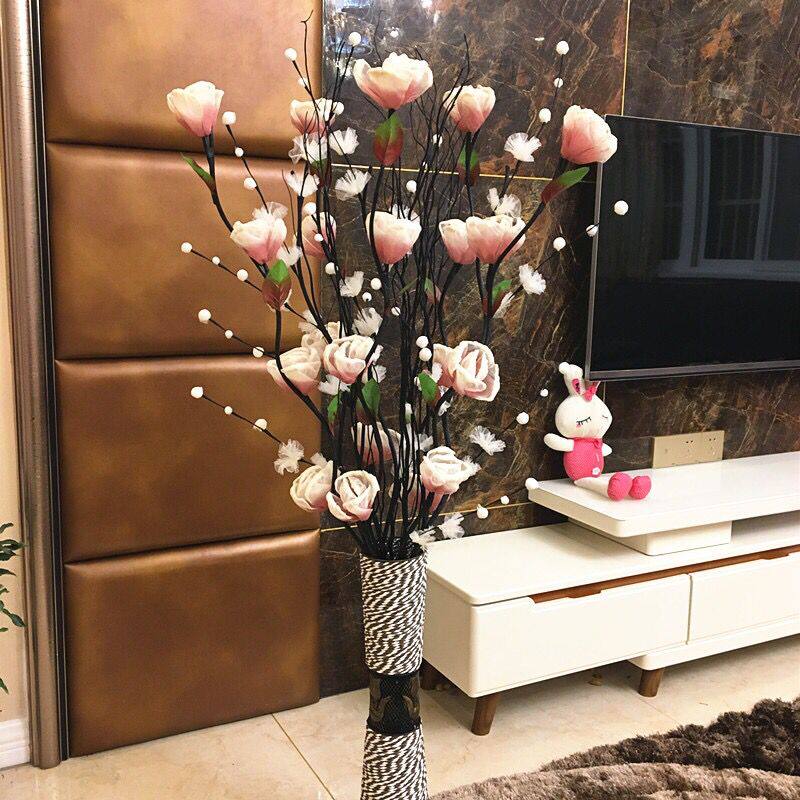 仿真牡丹花客厅摆设 落地式干花装饰花艺 欧式高大仿真花束