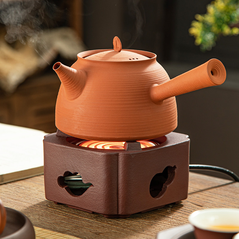 红泥黑晶炉静音迷你老式电热丝煮茶炉四方小型家用防水砂铫烧水炉
