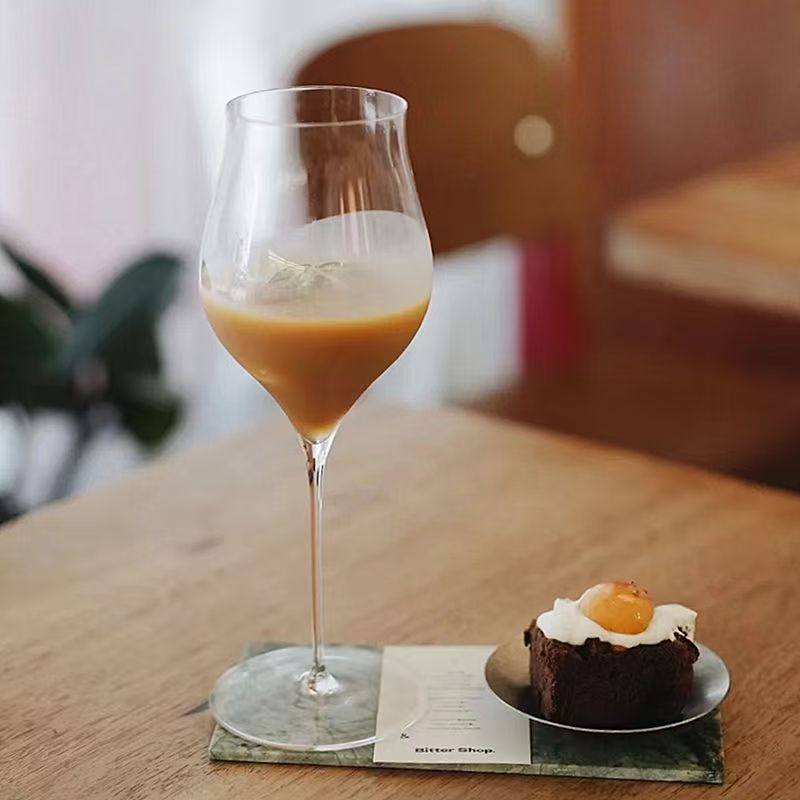 轻奢反口甜酒香槟杯高脚杯ins法式鸡尾酒杯起泡杯玻璃葡萄红酒杯