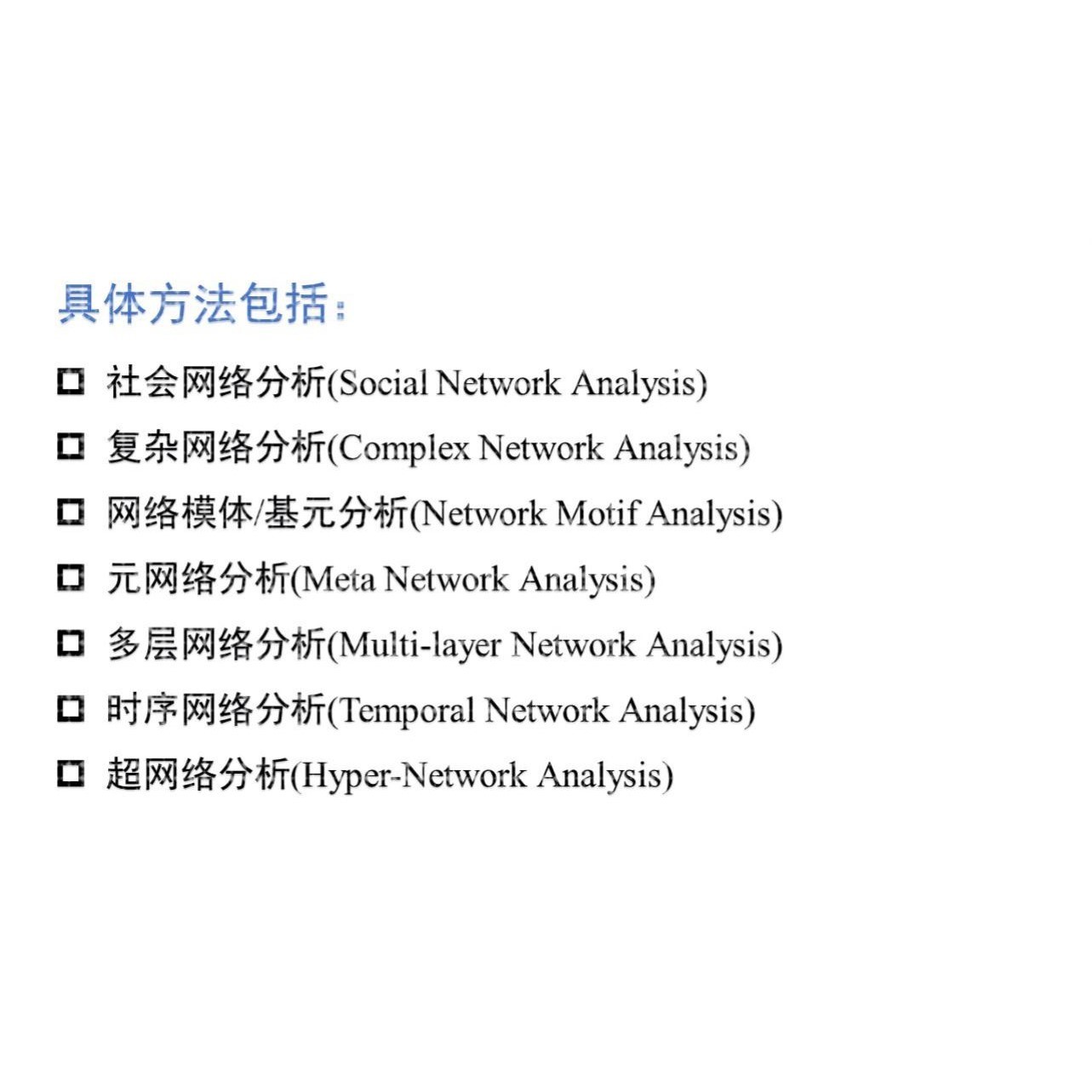 复杂网络/社会网络/元网络/多层网络/网络模体/时序网络/超网络