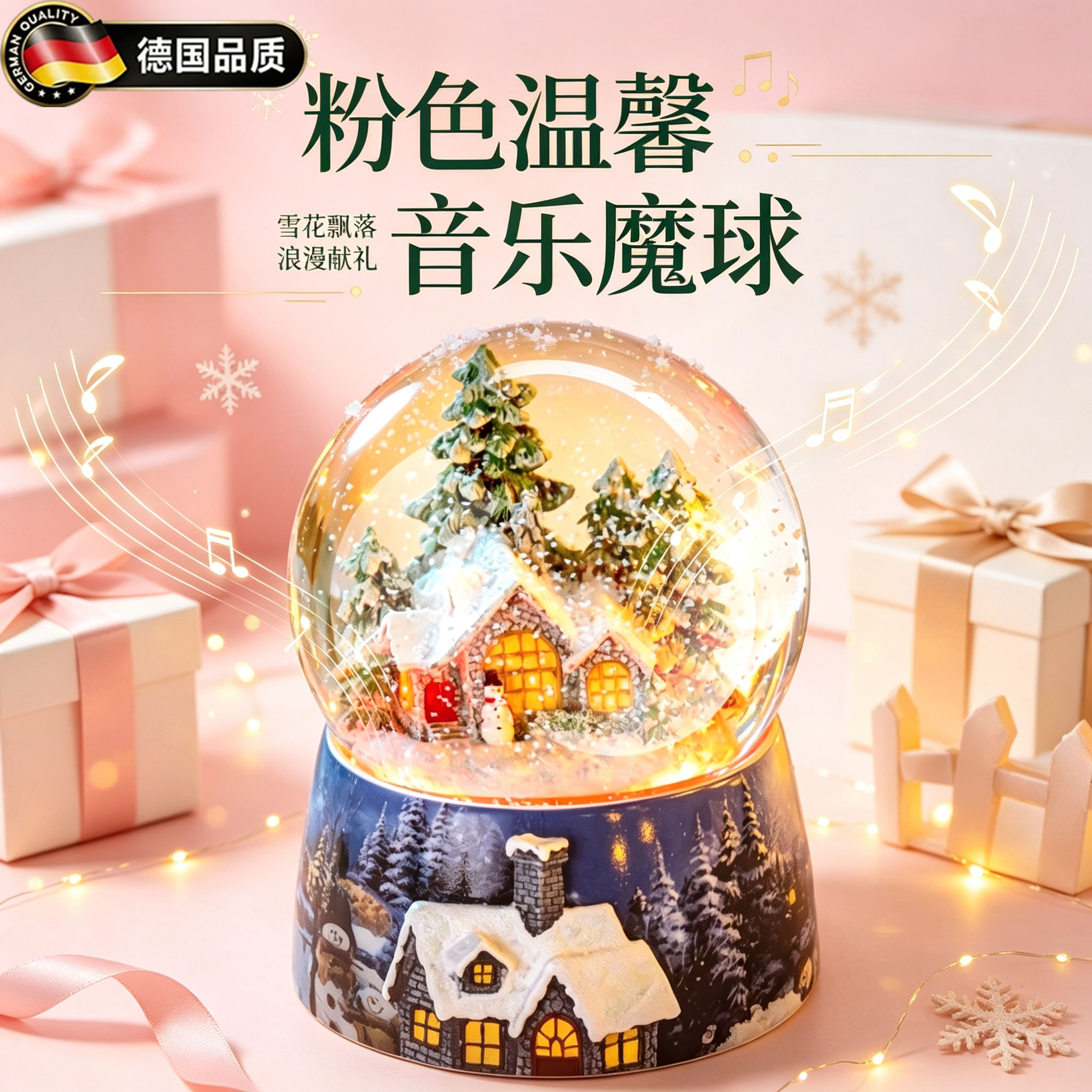 德国雪花玻璃水晶球音乐八音盒女