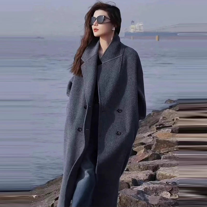 赫本风双面羊毛大衣女2025秋冬季新款宽松韩版高级感灰色毛呢外套,女装/女士精品,毛呢外套,淘宝优惠券,粉丝福利购,淘宝优惠卷