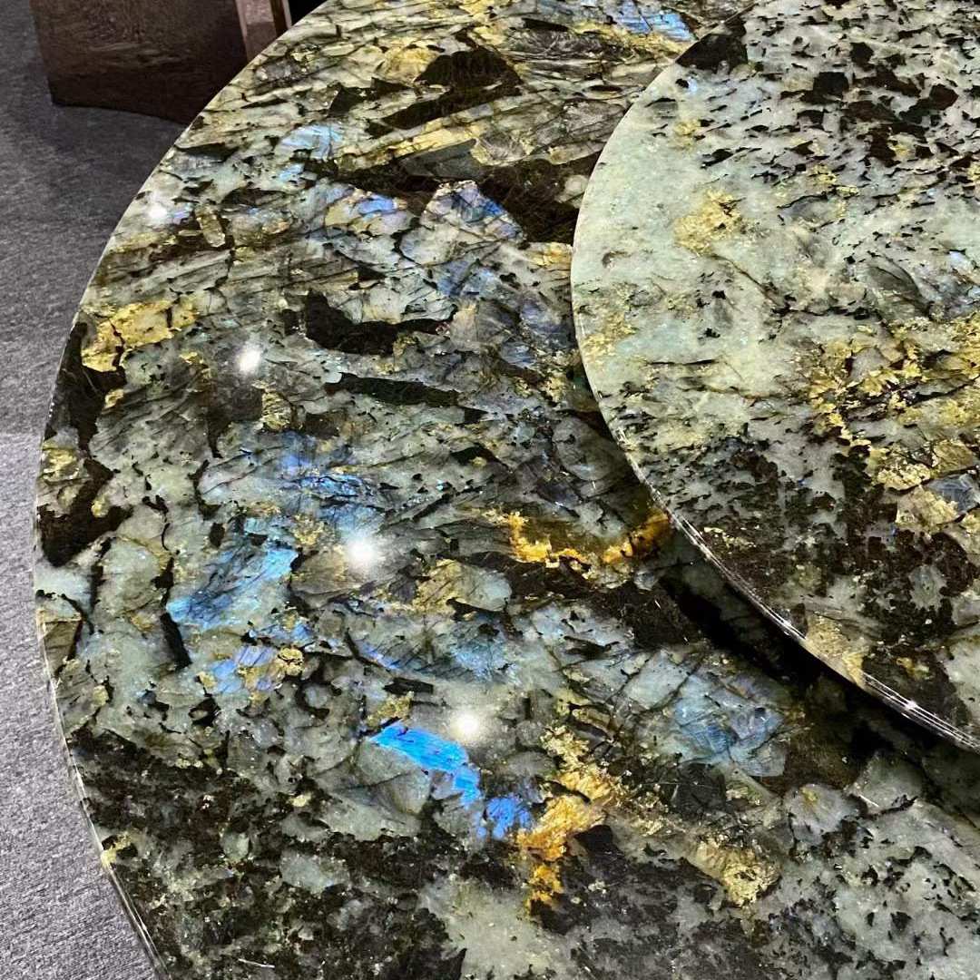 蓝翡翠奢石大理石台面 蓝宝石茶几桌面天然石材餐桌大理石面板