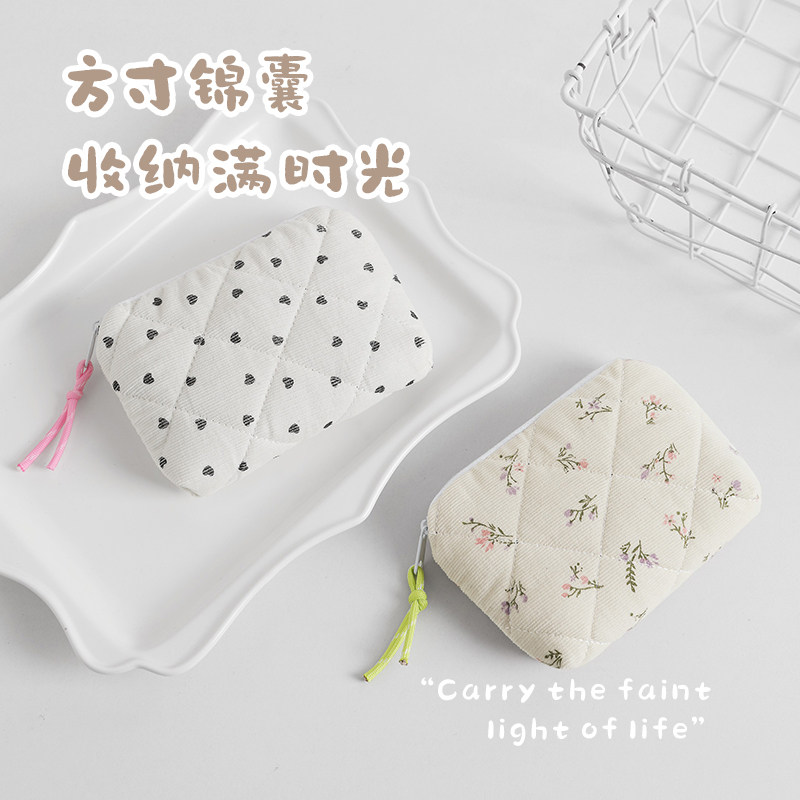 文艺小清新灯芯绒夹棉化妆包