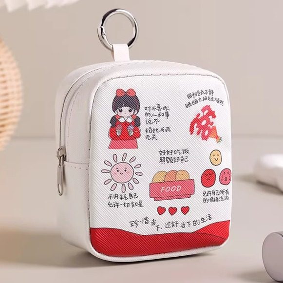 卡通便携迷你口红收纳包小巧可爱拉链零钱包女简约小包新款钥匙包