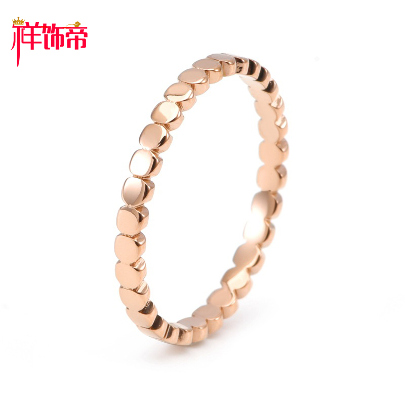 祥饰帝欧美时尚钛钢小香风切割圆形戒指女款简约潮流个性百搭饰品