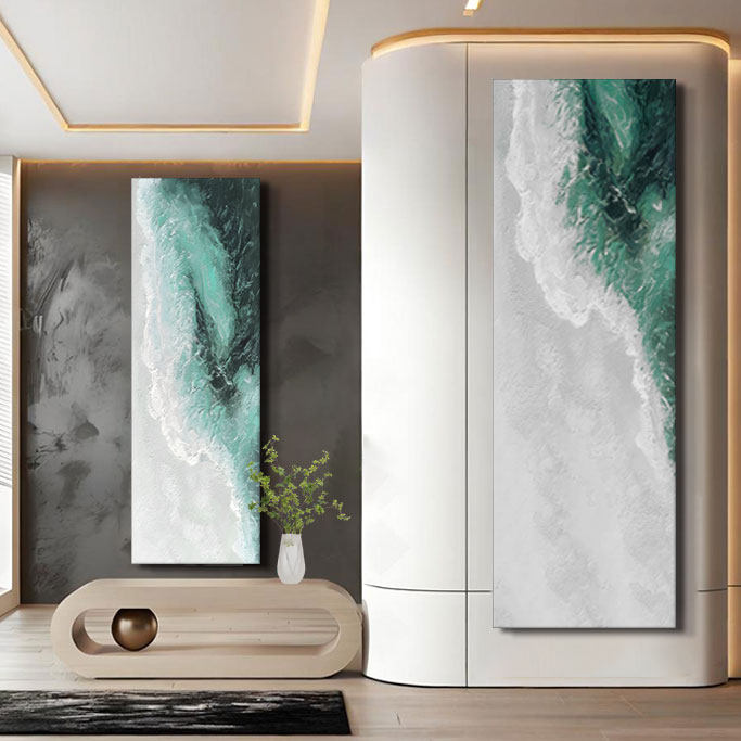 手工手绘肌理油画进门入户玄关长条壁画楼梯走廊过道墙面装饰挂画