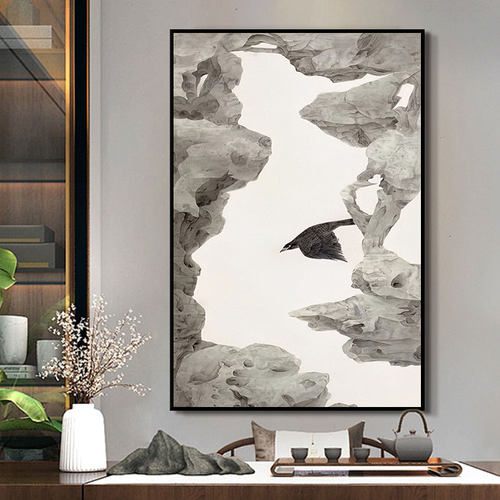 餐厅现代简约时尚大气高档宋代美学挂画中式玄关高级感艺术油画