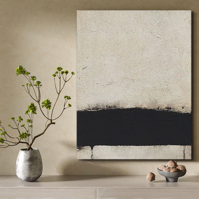 侘寂风装饰画高级感抽象艺术中古油画简约现代客厅酒店肌理壁画