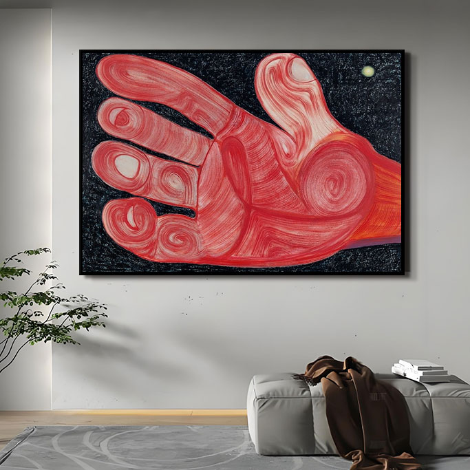 侘寂风挂画中古抽象小众艺术现代风装饰画客厅高级感卧室餐厅油画