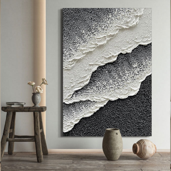 侘寂风装饰画现代简约高级抽象极简挂画客厅卧室肌理艺术感油画