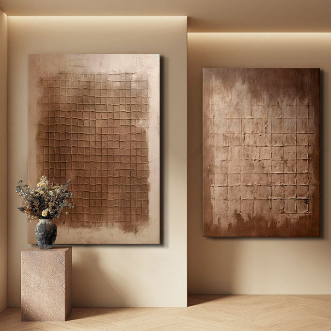 侘寂风装饰画抽象肌理定制手绘油画客厅轻奢高级感立体极简挂画
