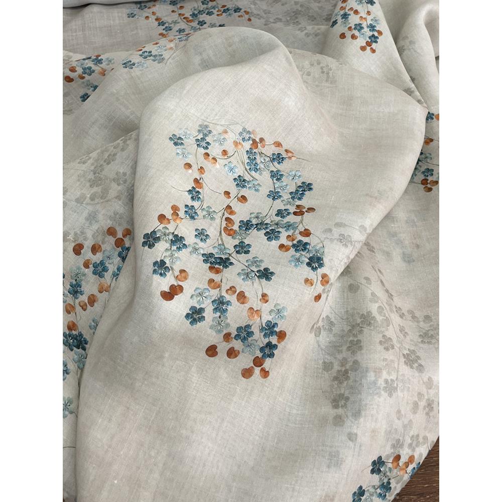 布久以逅轻薄苎麻复古汉服汉元素布料改良旗袍中式上衣面料 莎韵