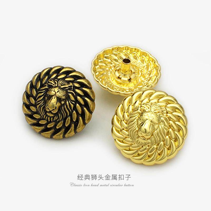 仿金狮子头像英伦风四合扣高端棉服羽绒服外套牛仔衣配件金属暗扣
