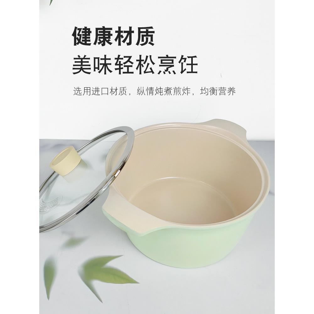 韩国进口陶瓷不粘汤锅燃气电磁炉通用炖锅家用煲汤锅煮粥明火双耳