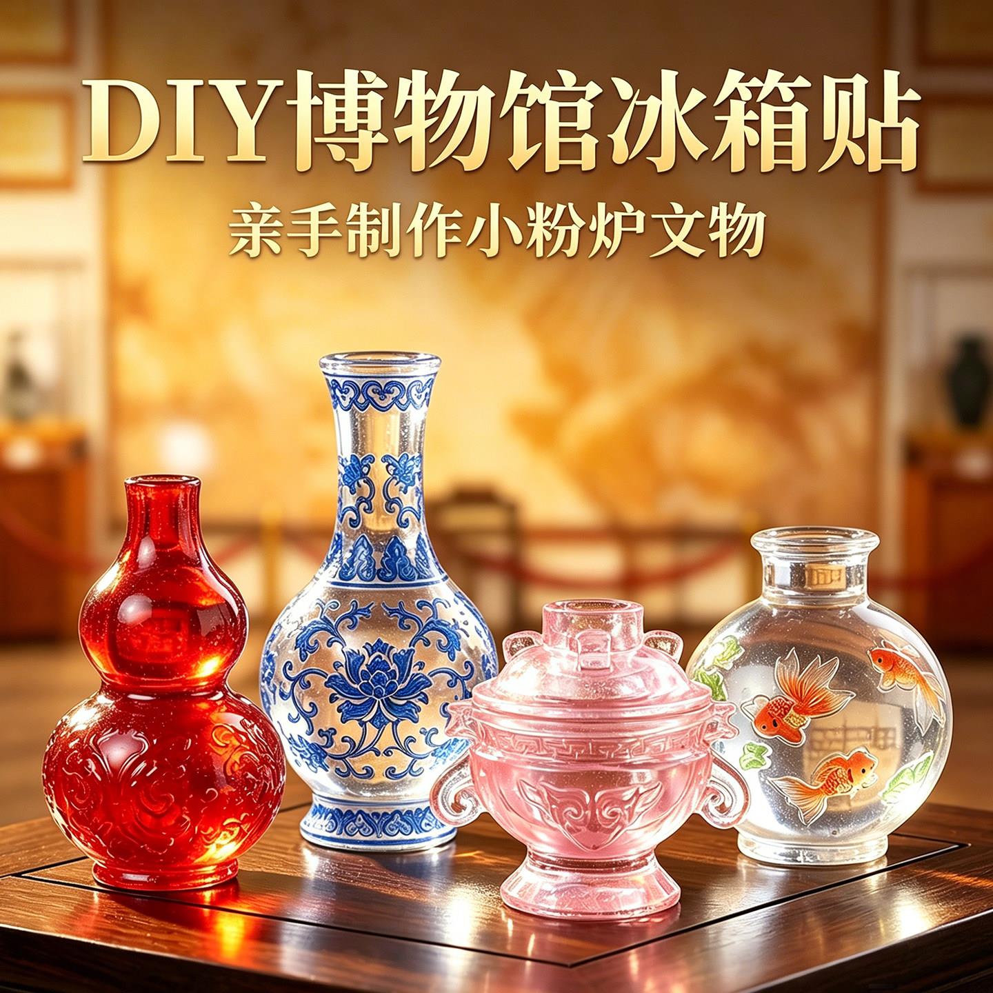 六一节儿童手工diy小粉炉冰箱贴历史文物滴胶材料包套装女男孩61