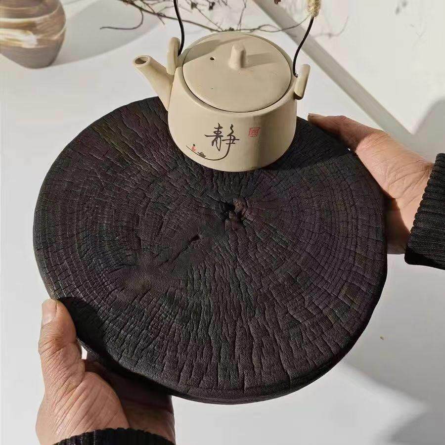 香樟木橔实木花盆火炉底座增高隔热杯垫装饰DIY展示拍照道具年轮