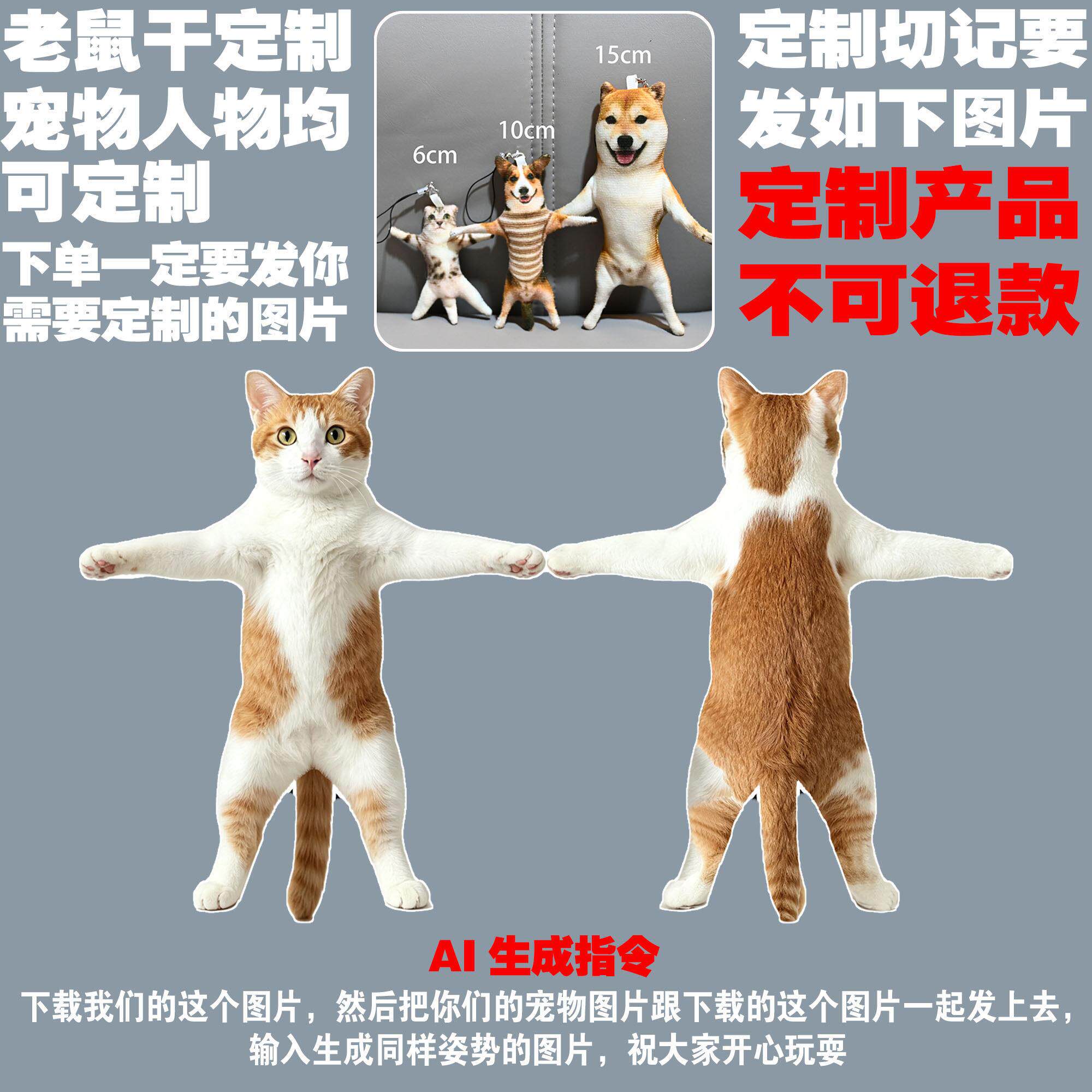 来图定制宠物人物抽象老鼠干有铁丝骨架玩偶5厘米手机挂件包挂件